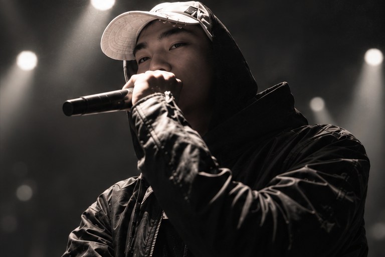 1sik performing with a microphone